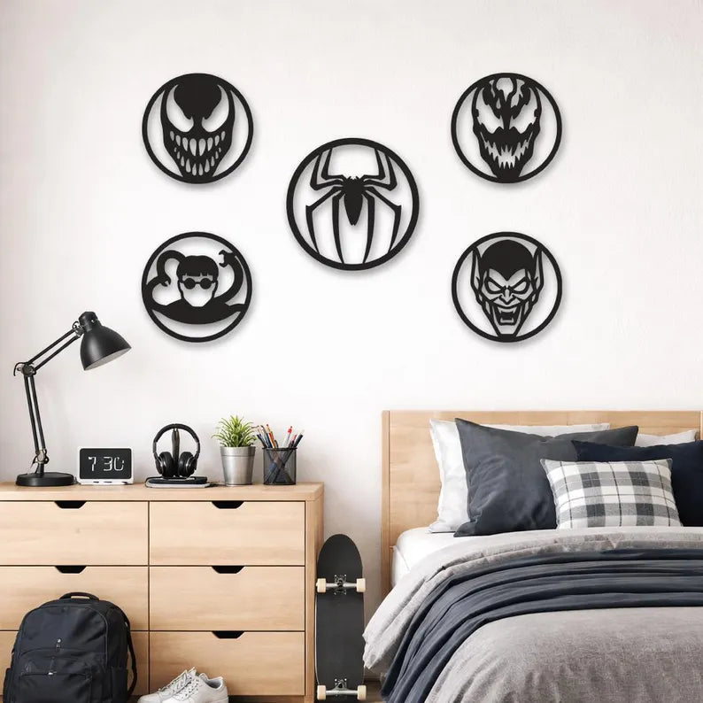 Set of 4 Spider-Man Villains Wood Decor By Craft Vega Supervillain Art