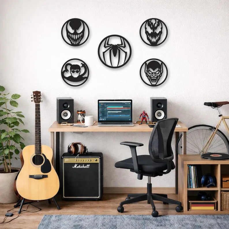 Set of 4 Spider-Man Villains Wood Decor By Craft Vega Supervillain Art