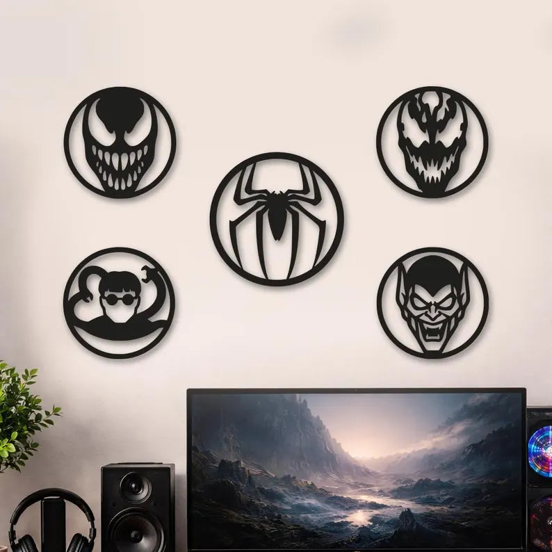 Set of 4 Spider-Man Villains Wood Decor By Craft Vega Supervillain Art
