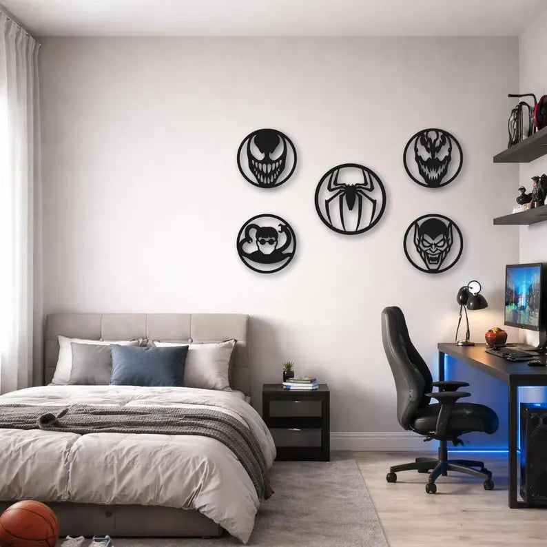 Set of 4 Spider-Man Villains Wood Decor By Craft Vega Supervillain Art