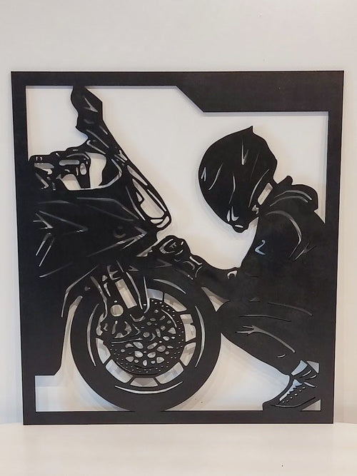 Face to Face Motorcycle Wooden Wall Art Biker Home Decor By Craft Vega